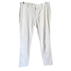 Club Monaco Connor White Slim Fit Linen Blend Pants 33x32 Summer Beach Vacay
